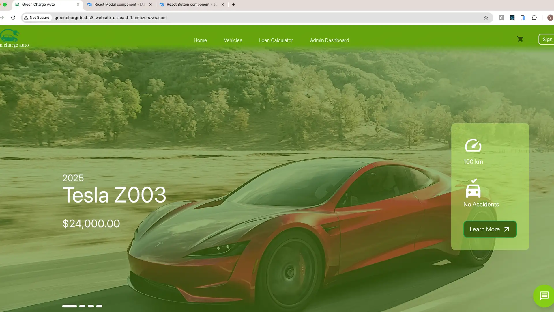 project screenshot of $Green Charge Auto